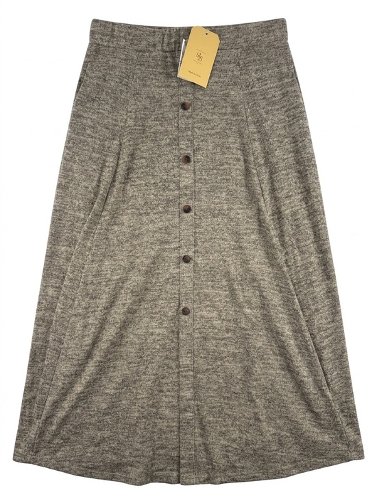 SJS Dresses & Skirts - SJS Women's Maxi Skirt in Heather Gray with Button Detail